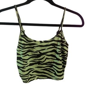Y2K neon zebra print cropped cami